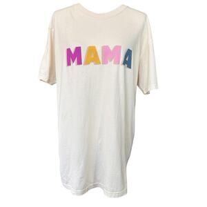 Friday + Saturday MAMA T Shirt Womens Large Cream Mothers Day Casual Basic Retro